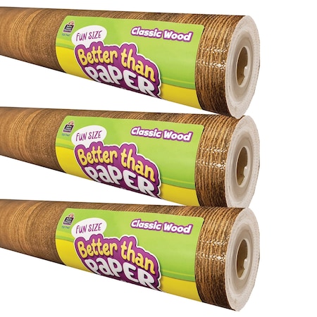 Teacher Created Resources Fun Size Better Than Paper Bulletin Board Roll, 18in. x 12ft., Classic Wood, 3PK 77447
